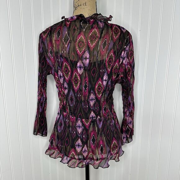 Notations 2 Piece Sheer Ruffle Tie Front Top Sz M Y2K Indie Festival Artsy Vtg - Picture 3 of 16